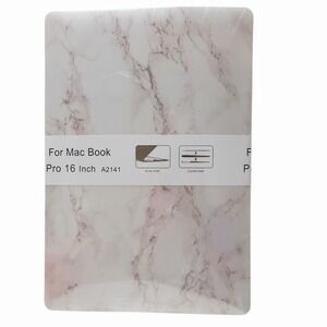 MacBook Pro 16" Hard Shell Case A2141 Marble Pink White Clear Bottom‎
